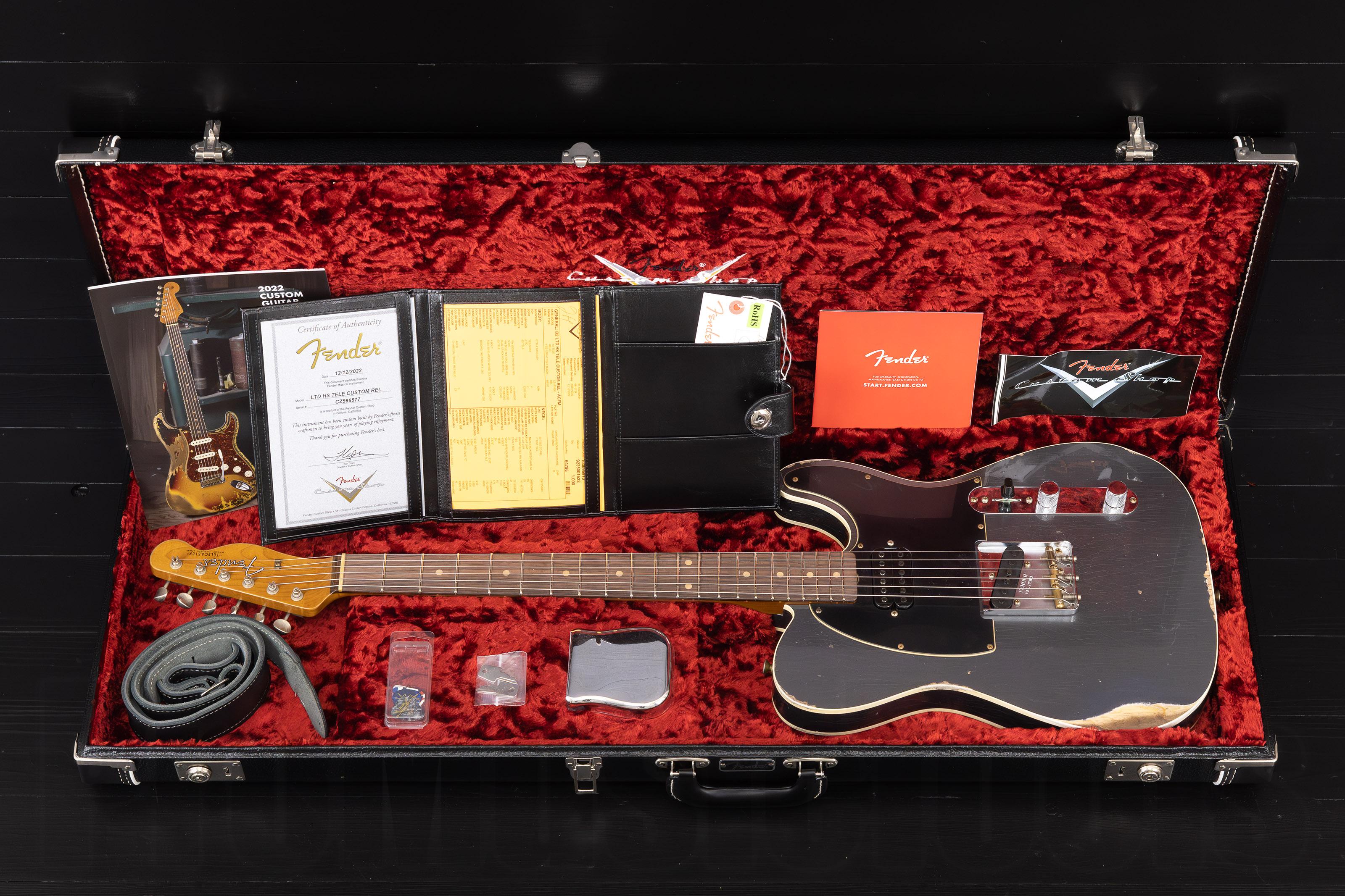 Fender Custom Shop Limited Edition HS Tele Custom Relic RW - Aged Charcoal Frost Metallic