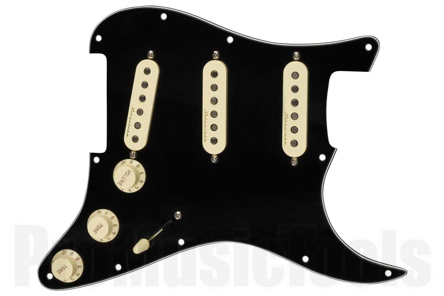 Fender Pre-Wired Strat Pickguard - Vintage Noiseless SSS - Black 11 Hole PG